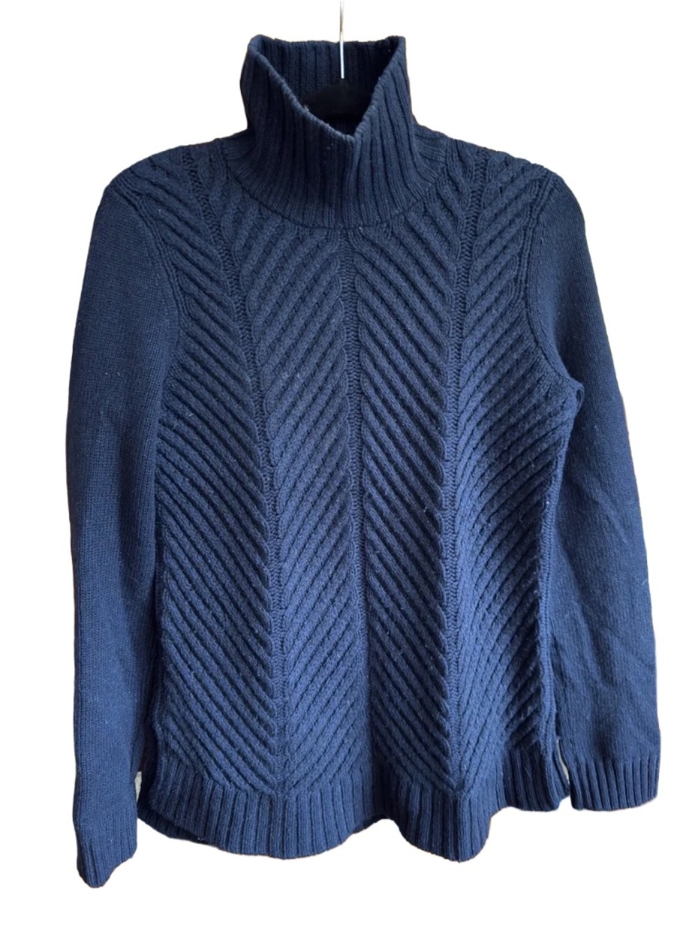 VINCE Yak Wool Chevron Cable Knit Turtleneck Sweater – S